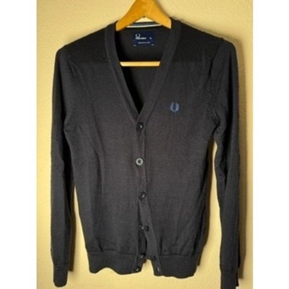 Fred Perry Merino Wool Cardigan Sweater Mens XS Long Sleeve Knitwear - Picture 1 of 6